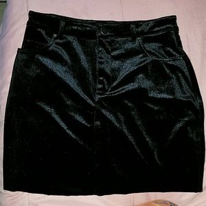 Black faux velvet skirt